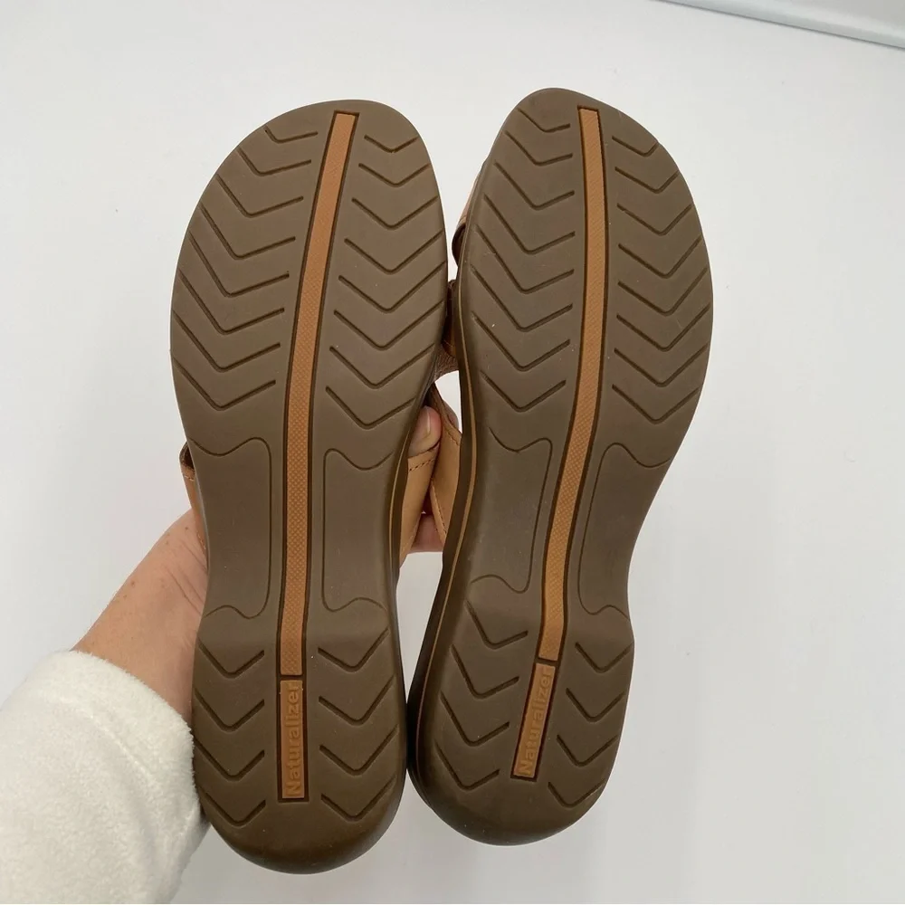 Naturalizer Jean Leather Two Tone Brown Slip On Comfort‎ Sandals Shoes 11 (NWOT)